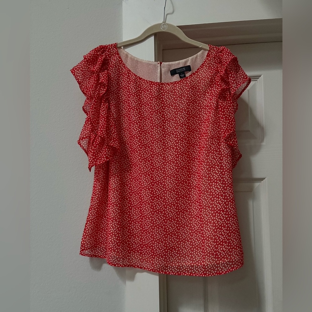 Elegant Red and White Polka Dot Blouse